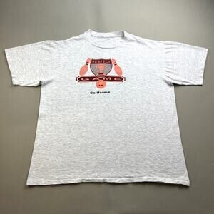 Vintage Bowling T-Shirt Adult XL Gray Perfect Game 300 Pins Strike Spare Dad 90s